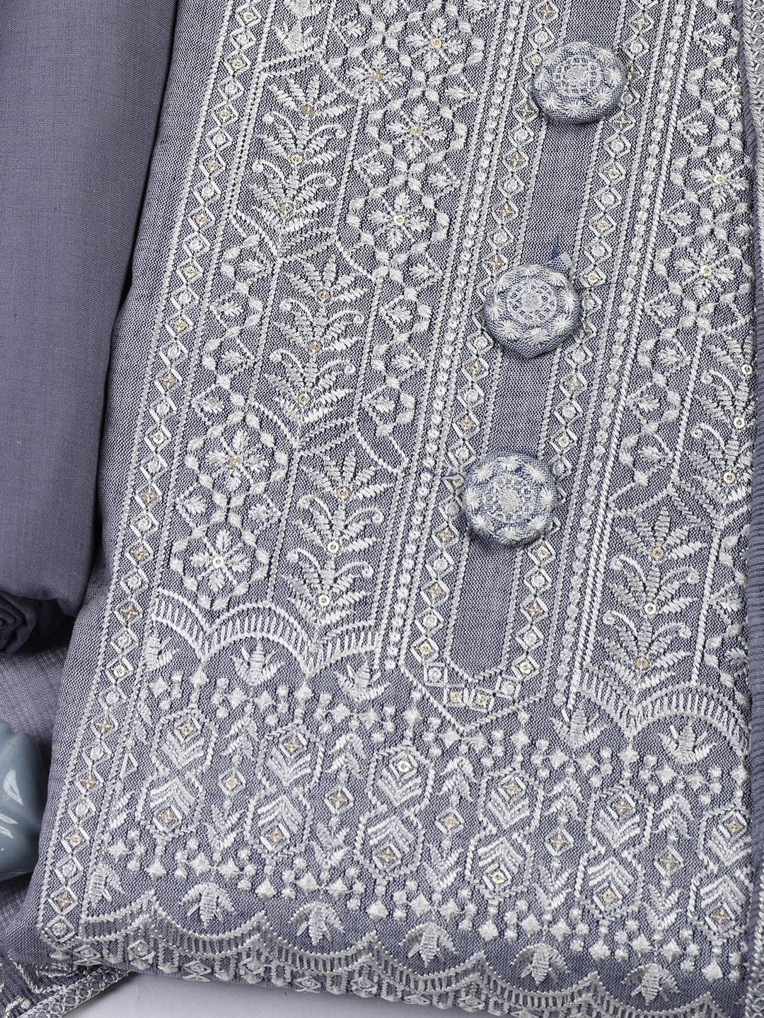 Embroidered Cotton Blend Unstitched Suit Piece With Dupatta