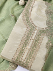 Neck Embroidered Tissue Unstitched Suit With Dupatta