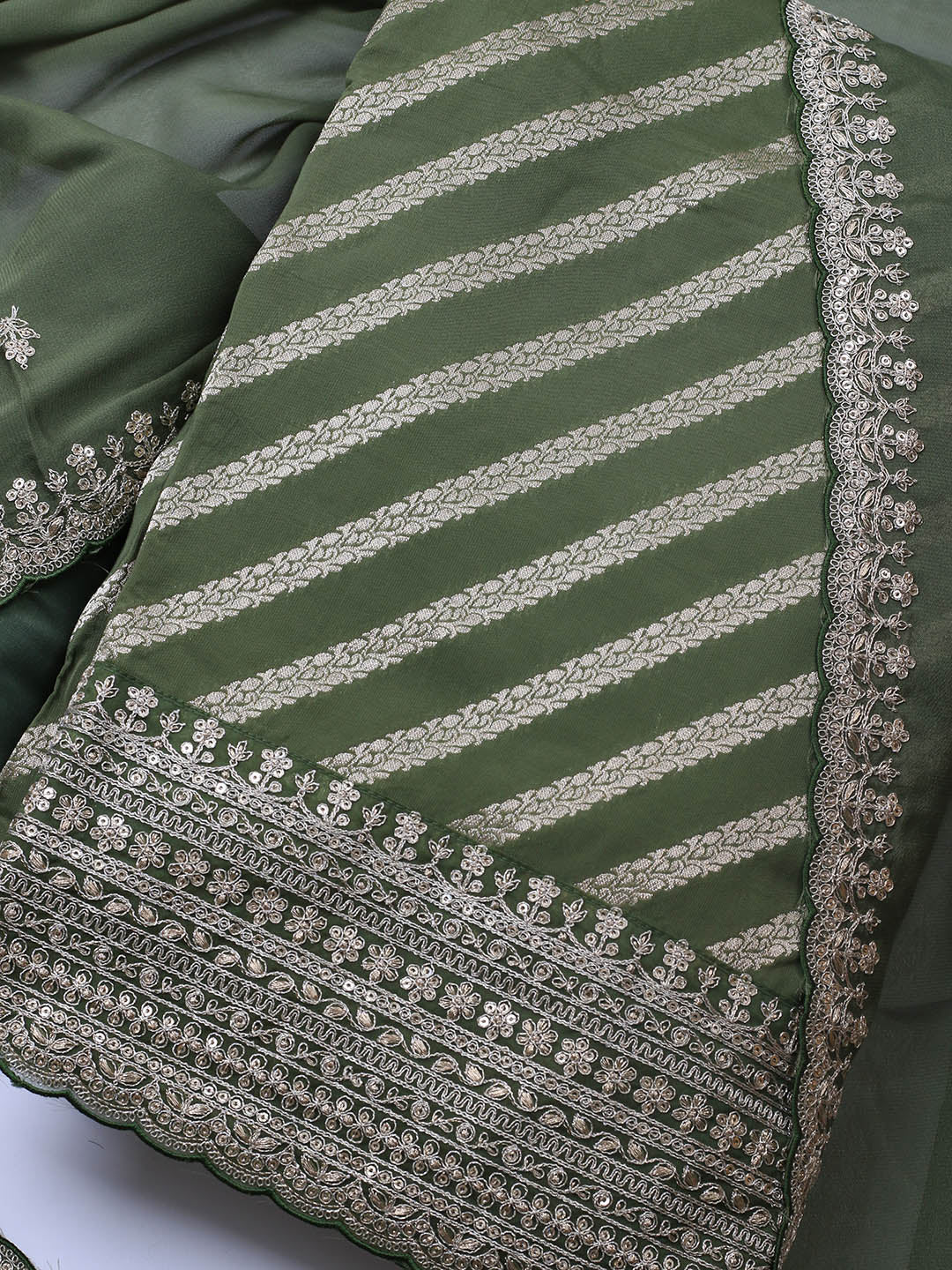 Zari Jaal Art Silk Unstitched Suit Piece With Dupatta