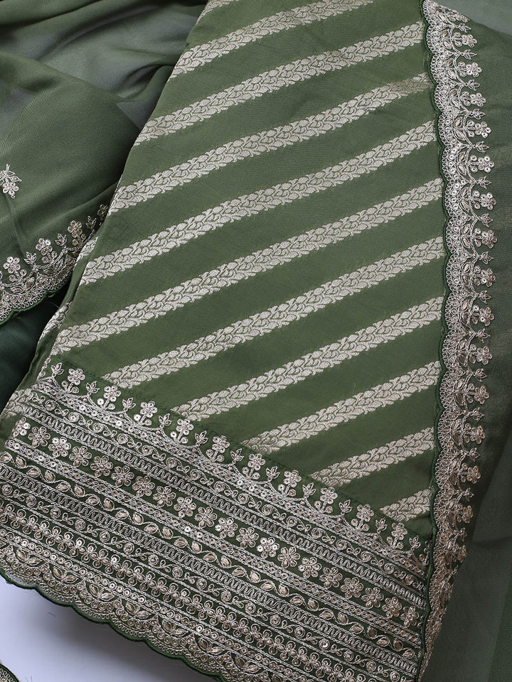Zari Jaal Art Silk Unstitched Suit Piece With Dupatta