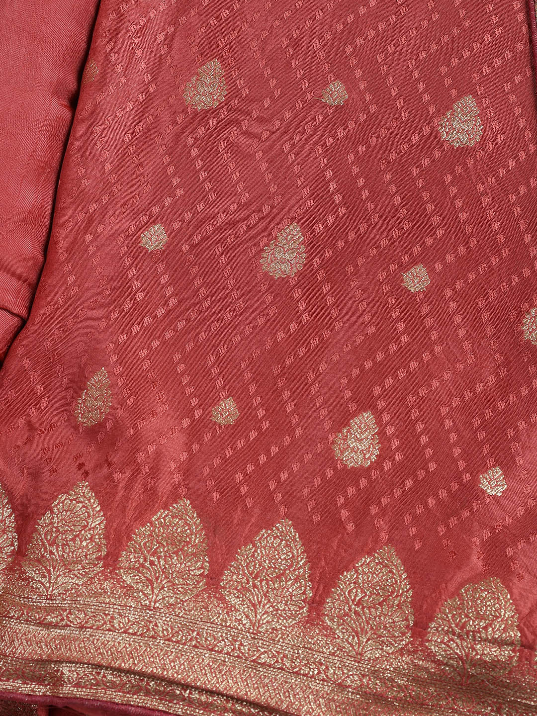 Woven Border Chanderi Unstitched Suit With Dupatta