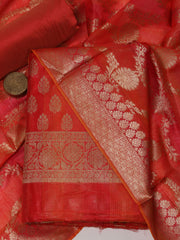 Woven Chanderi Unstitched Suit With Dupatta