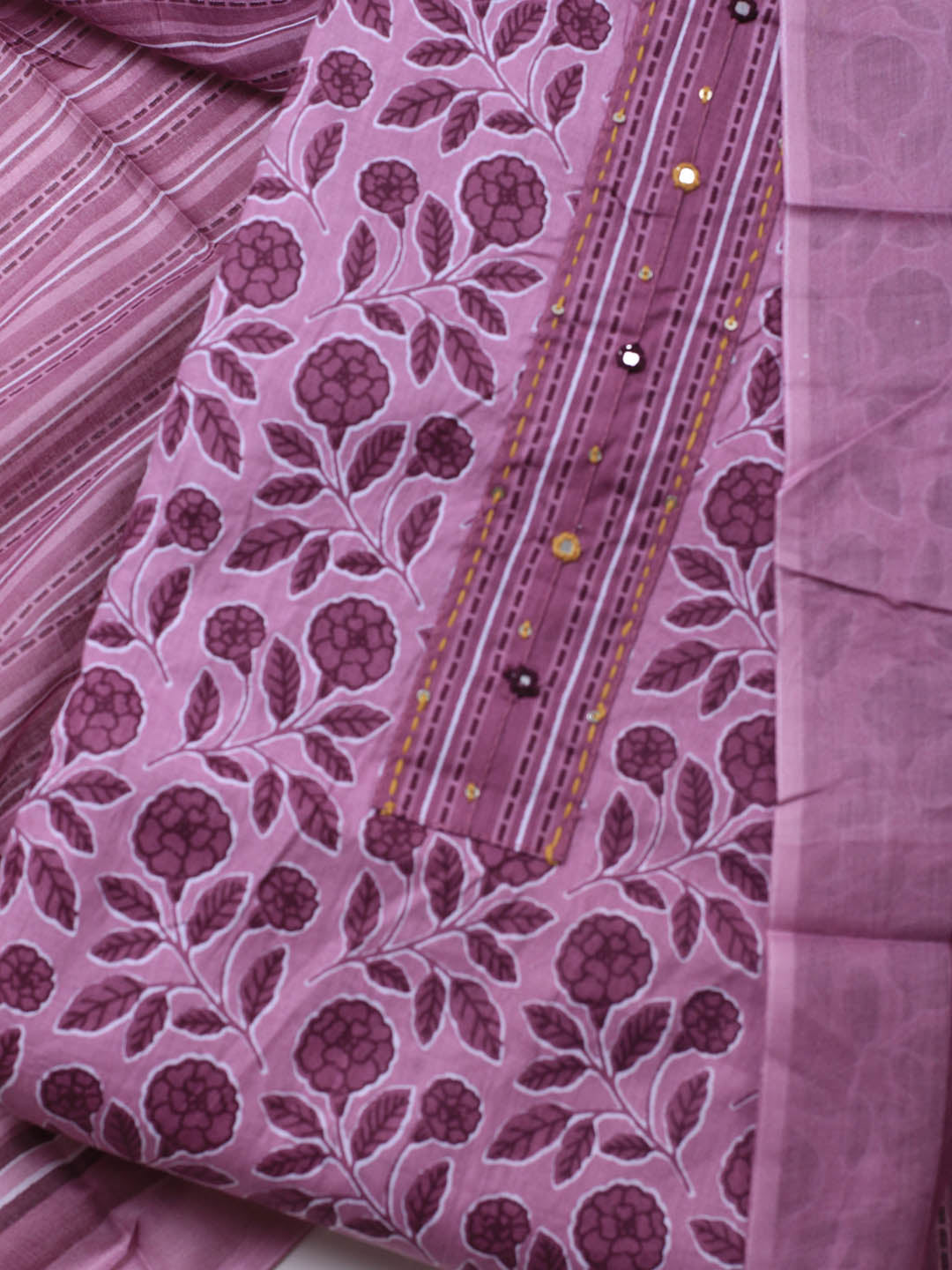 Printed Cotton Blend Unstitched Suit Piece With Dupatta