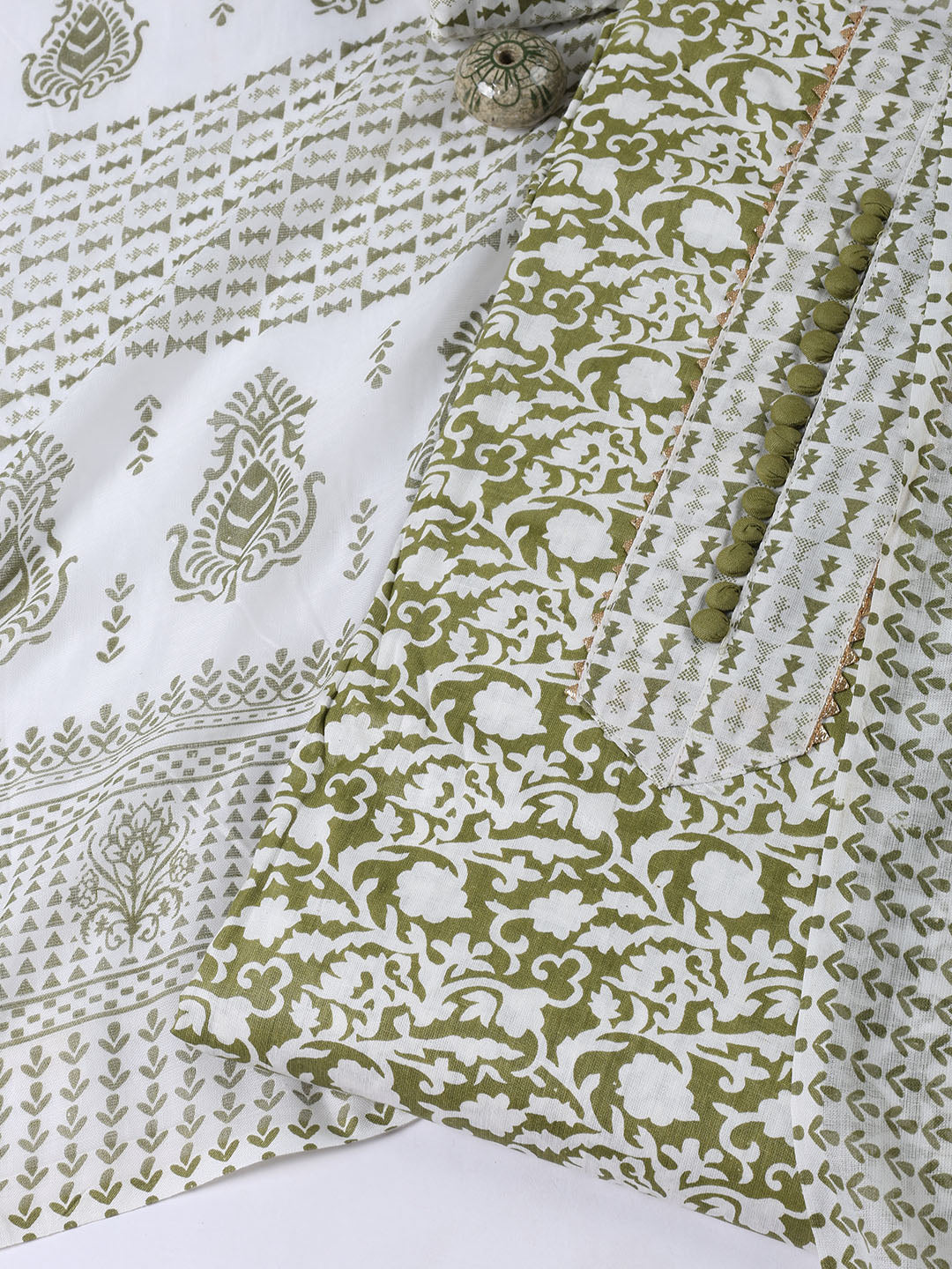 Printed Cotton Blend Unstitched Suit With Dupatta