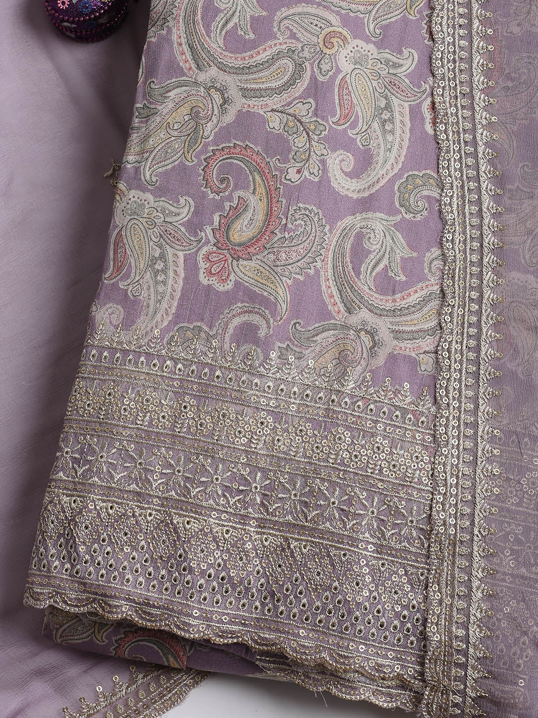 Embroidered Muslin Unstitched Suit With Dupatta