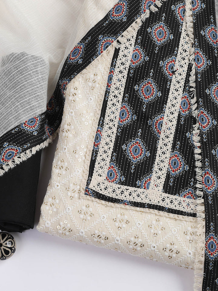 Printed Cotton Blend Unstitched Suit Piece With Dupatta