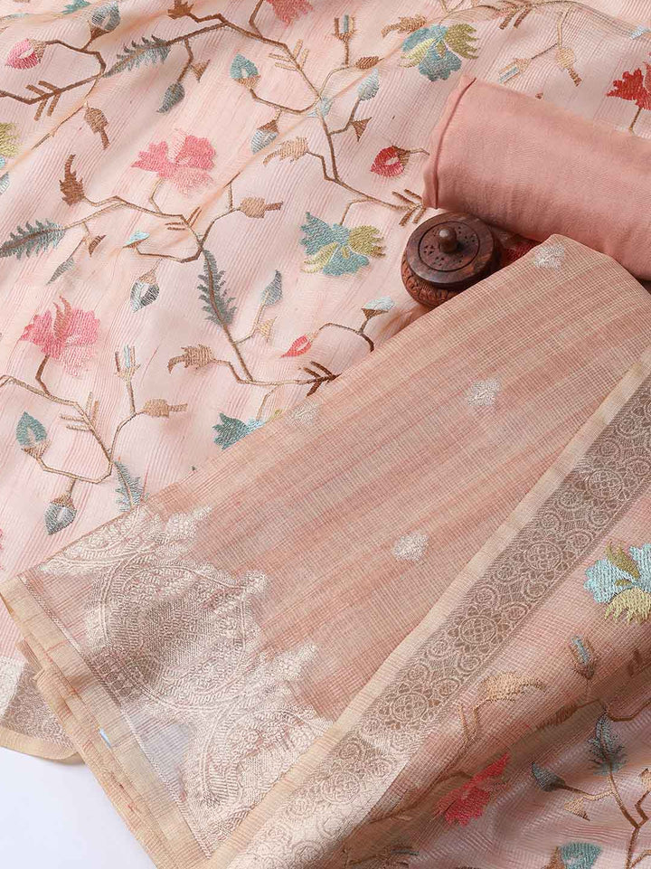 Woven Tissue Unstitched Suit With Dupatta
