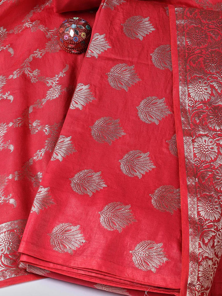Woven Chanderi Unstitched Suit With Dupatta