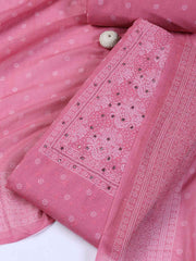 Neck Work Cotton Blend Unstitched Suit With Dupatta