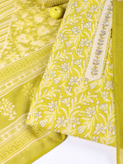 Neck Patti Cotton Blend Unstitched Suit With Dupatta