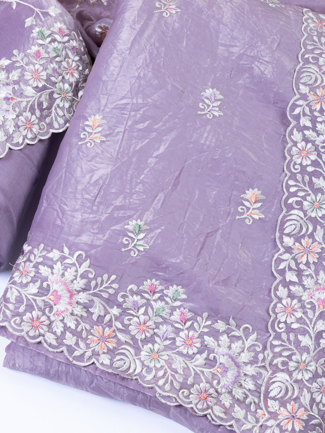 Embroidered Tissue Unstitched Suit With Dupatta