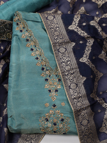 Neck Embroidery Tissue Unstitched Suit With Dupatta