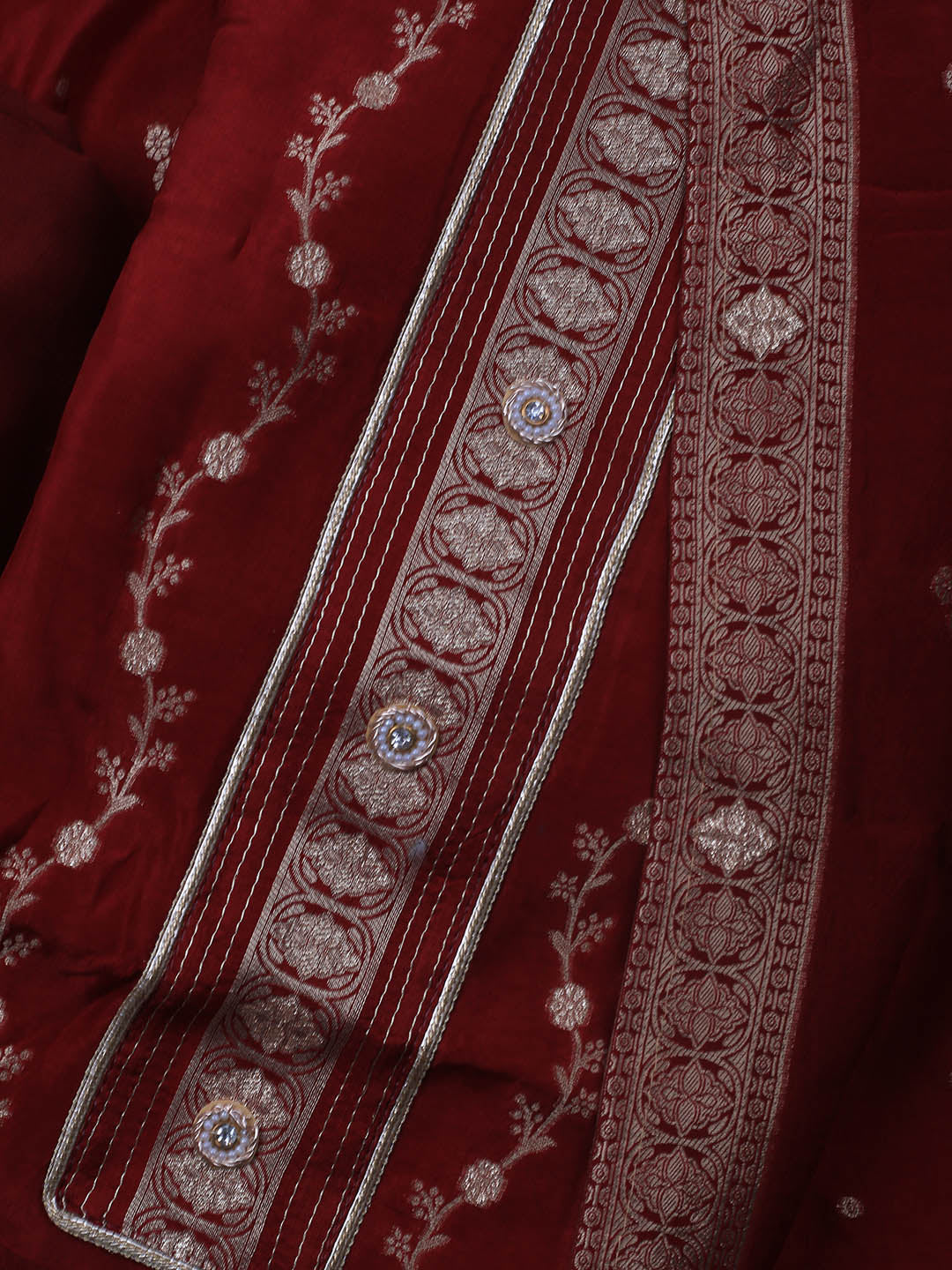 Embroidery Chanderi Unstitched Suit With Dupatta