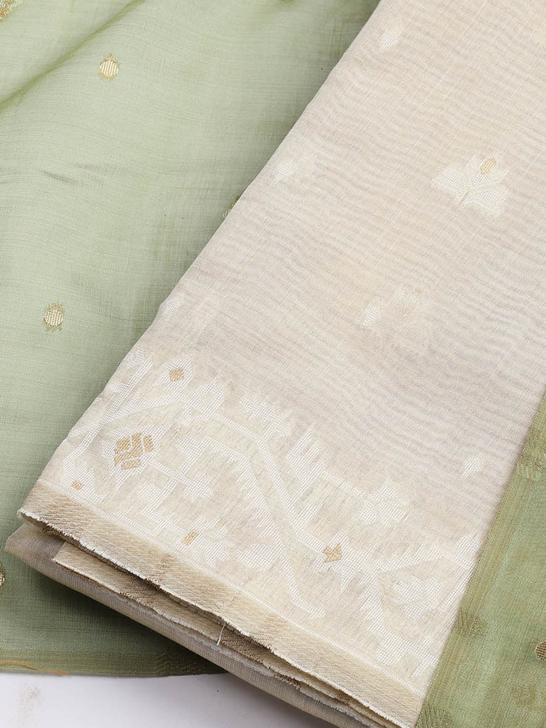 Jamdani Work Chanderi Unstitched Suit Piece With Dupatta
