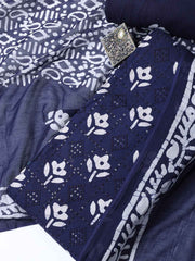 Printed Cotton Blend Unstitched Suit With Dupatta