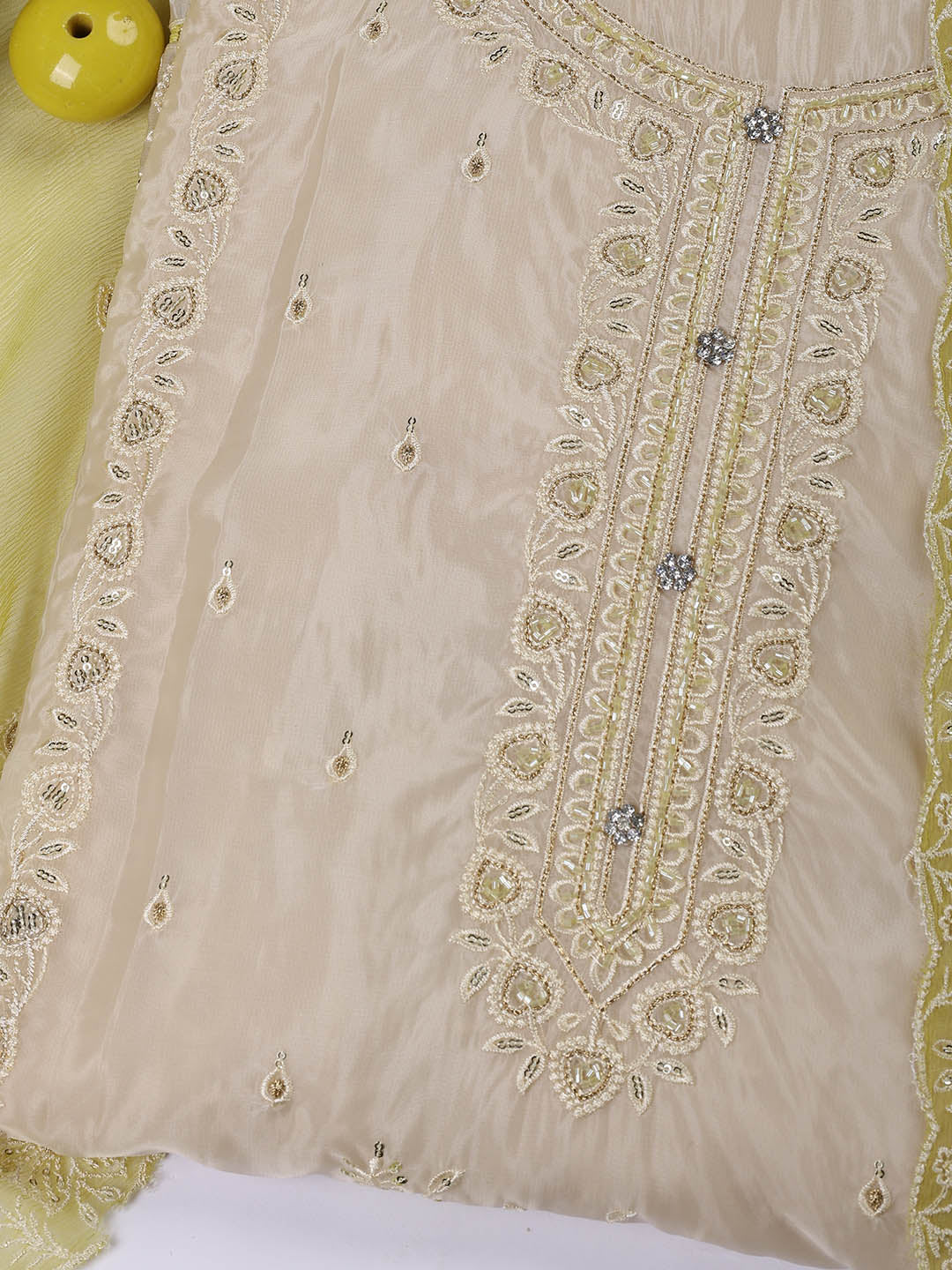 Embroidered Organza Unstitched Suit Piece With Dupatta