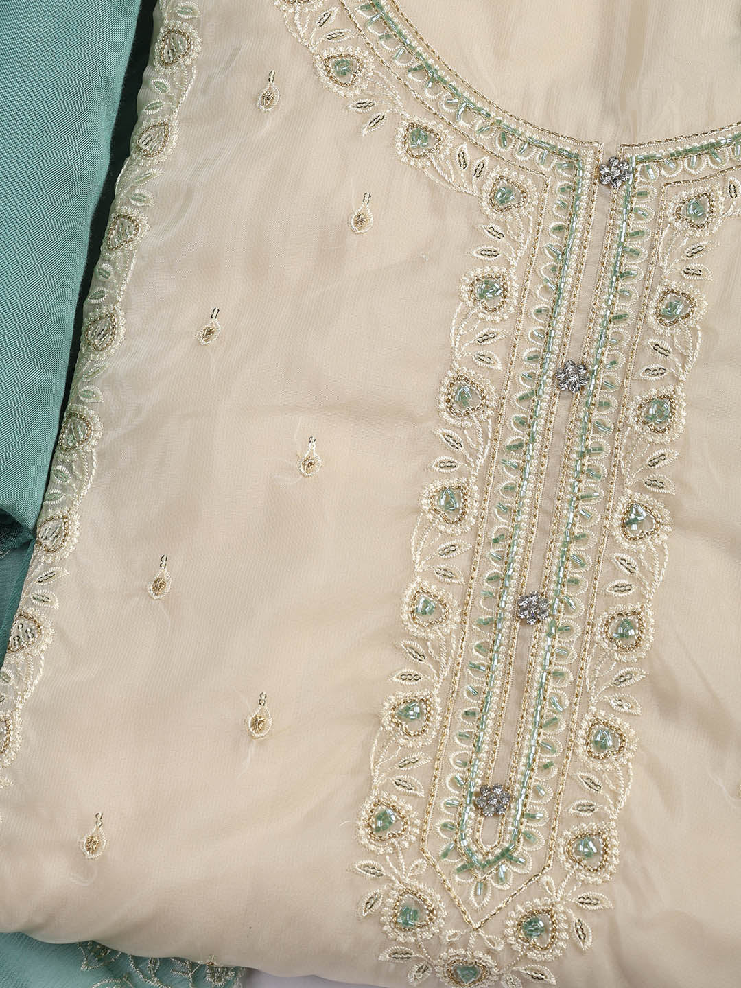 Embroidered Organza Unstitched Suit Piece With Dupatta