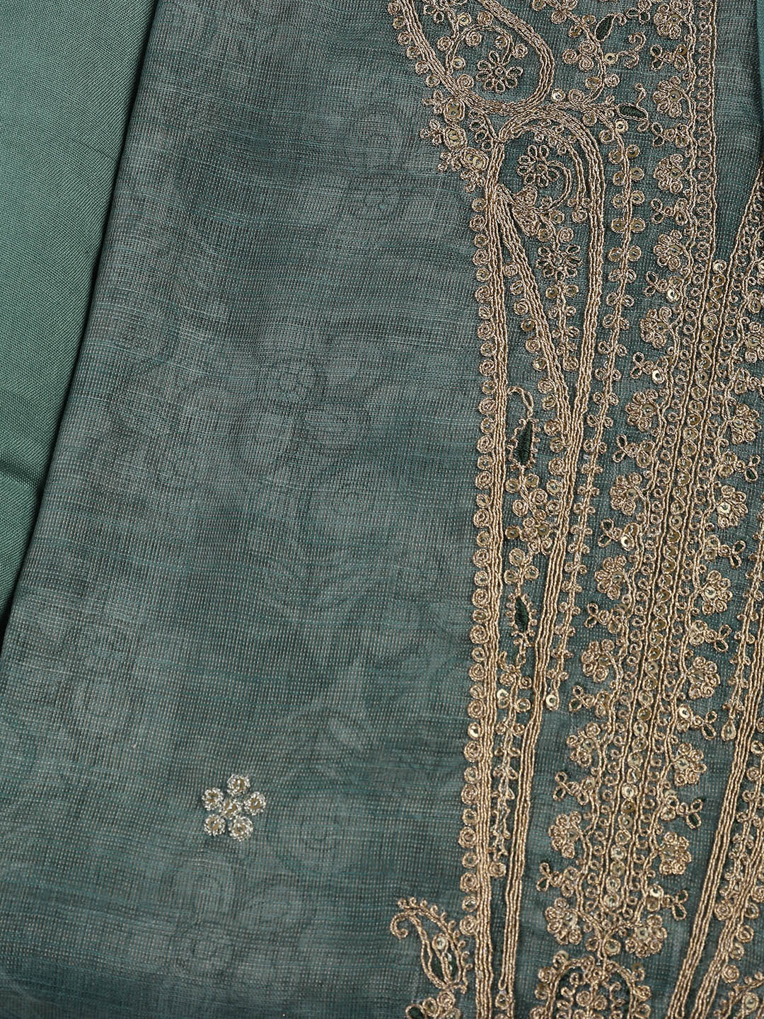 Neck Embroidery Chanderi Unstitched Suit With Dupatta