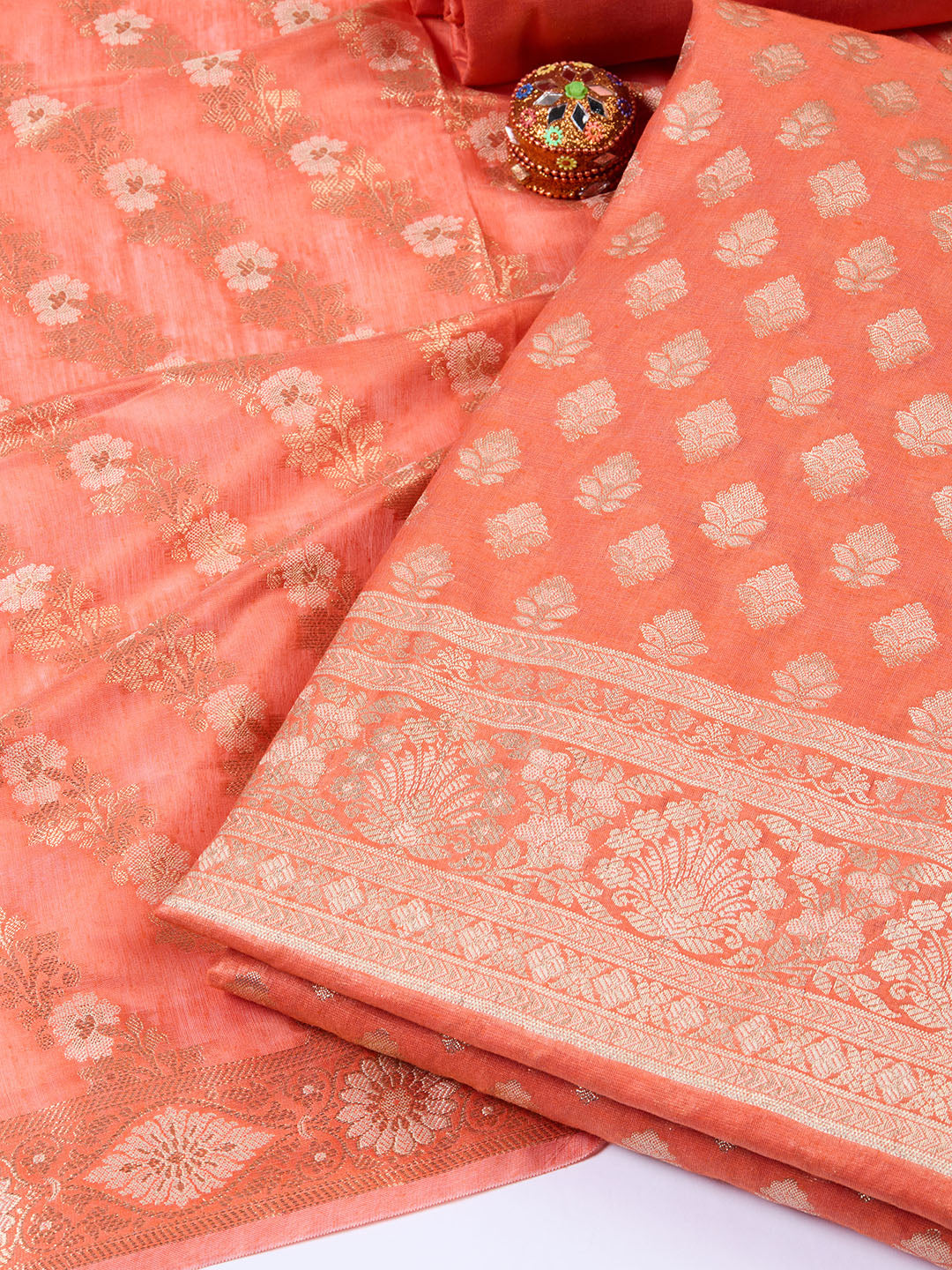 Woven Chanderi Unstitched Suit With Dupatta