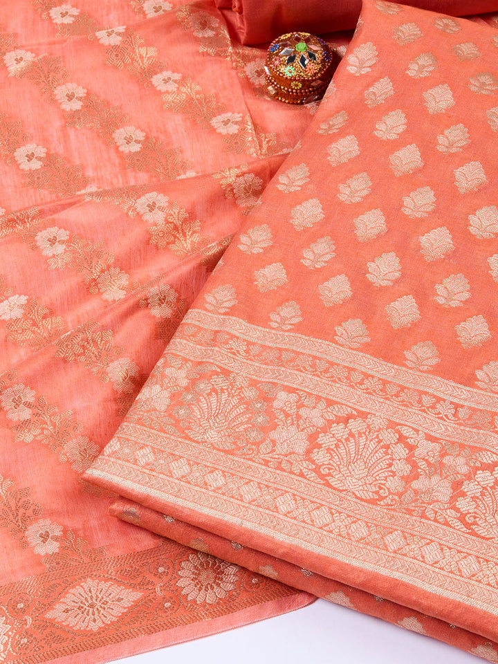 Woven Chanderi Unstitched Suit With Dupatta