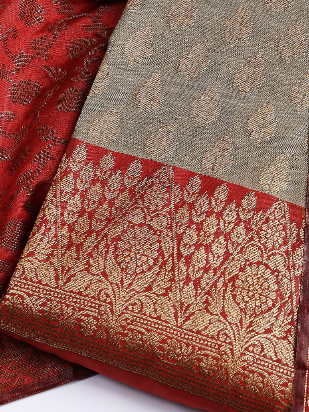 Woven Chanderi Unstitched Suit With Dupatta