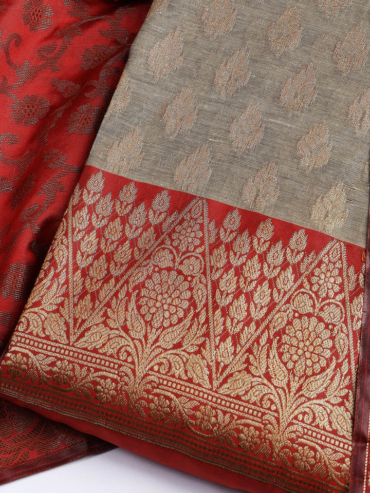 Woven Chanderi Unstitched Suit With Dupatta