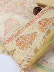 Neck Work Cotton Blend Unstitched Suit With Dupatta