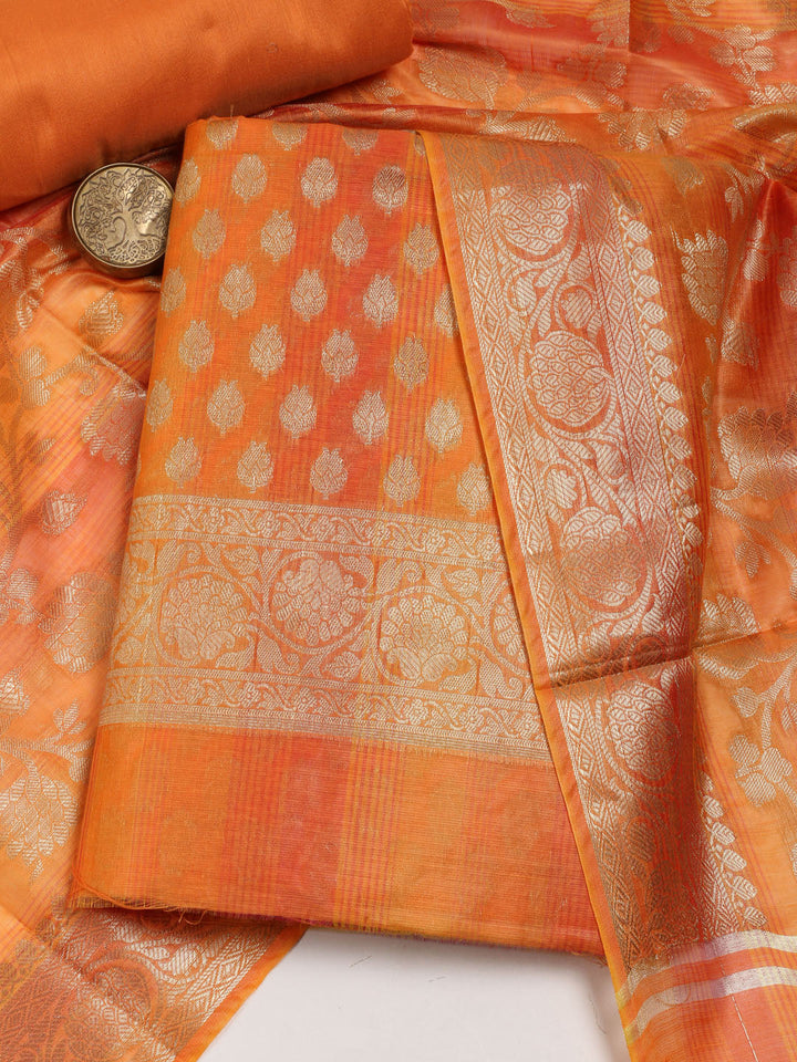 Woven Design Chanderi Unstitched Suit With Dupatta