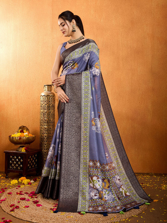 Patola Zari Border Art Silk Woven Saree