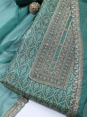 Neck Embroidered Tissue Unstitched Suit With Dupatta