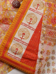 Printed Cotton Blend Unstitched Suit Piece With Dupatta