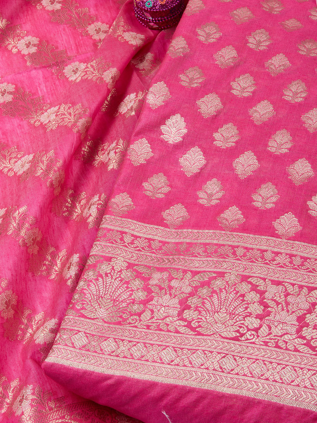 Woven Chanderi Unstitched Suit With Dupatta