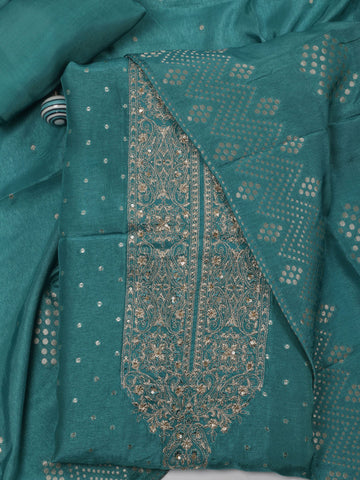 Neck Embroidered Handloom Unstitched Suit Piece With Dupatta