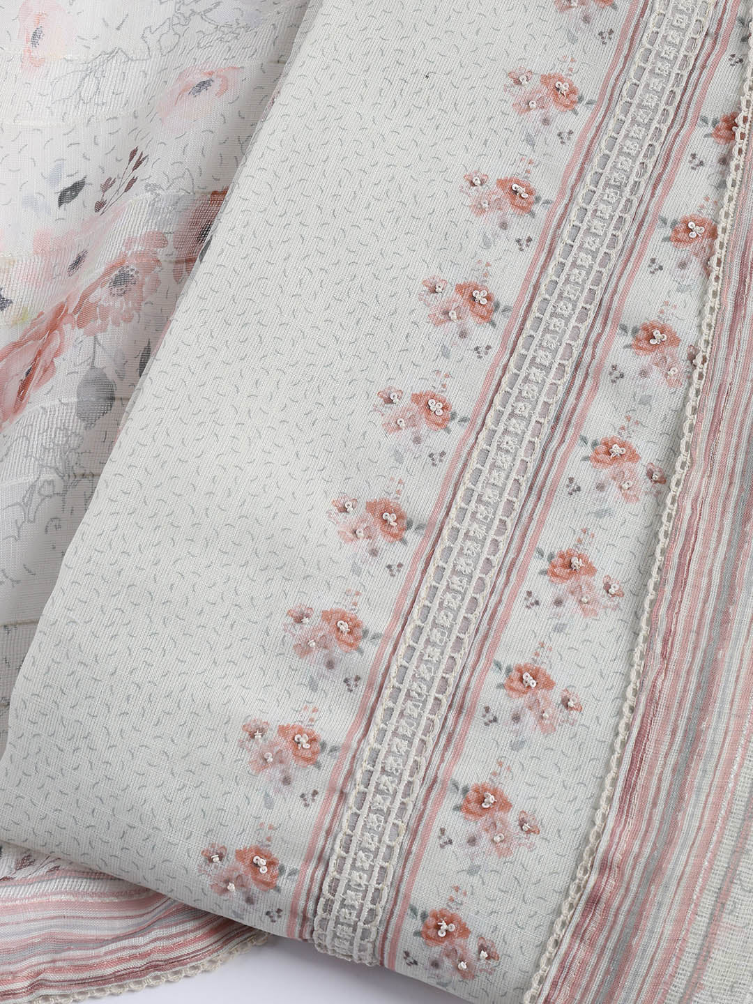 Printed Cotton Blend Unstitched Suit With Dupatta