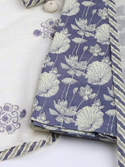 Printed Cotton Blend Unstitched Suit With Dupatta