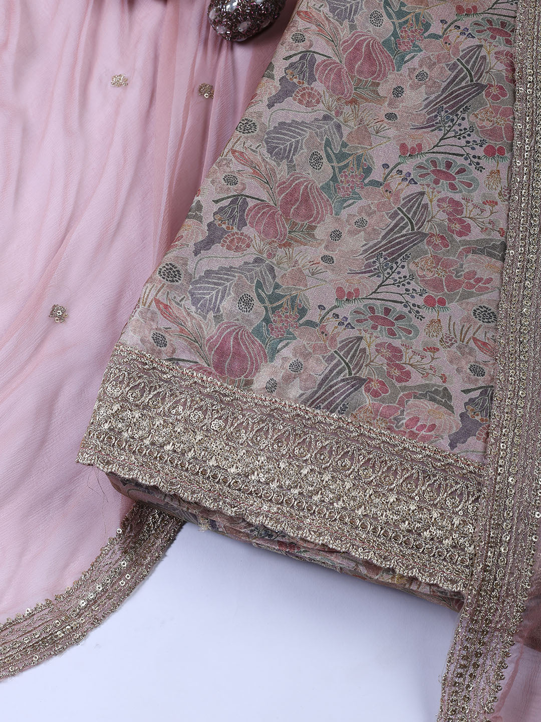Neck Embroidered Tissue Unstitched Suit With Dupatta