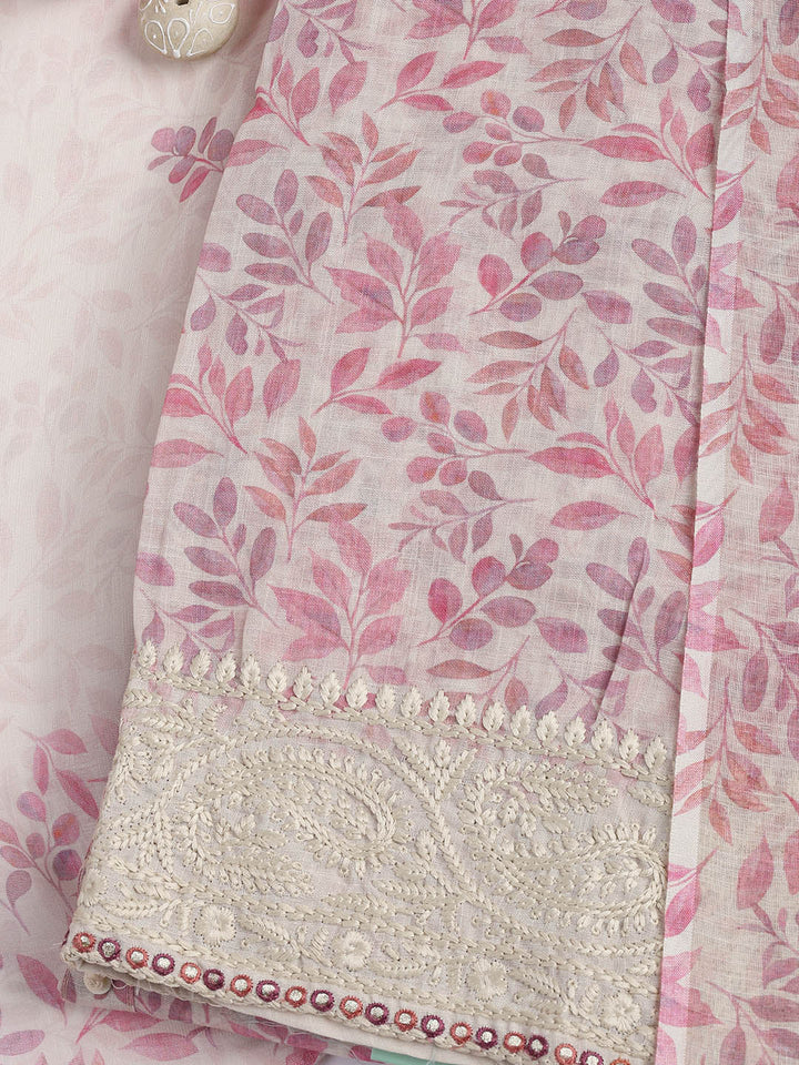 Printed Cotton Blend Unstitched Suit Piece With Dupatta
