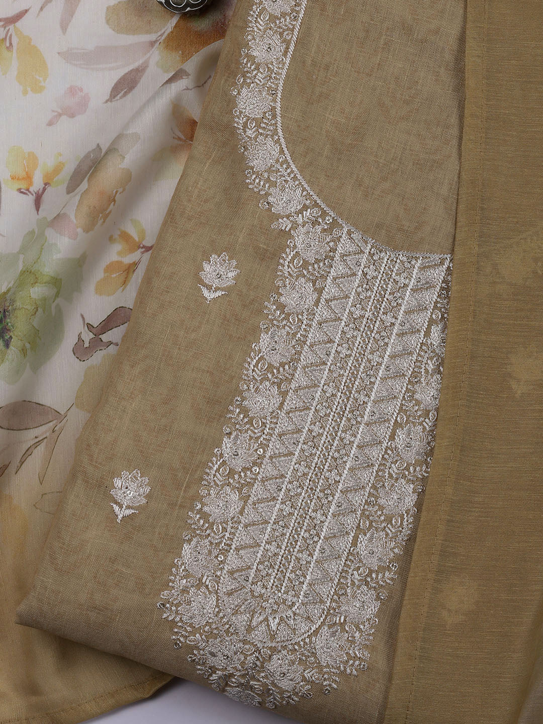 Printed Linen Unstitched Suit Piece With Dupatta