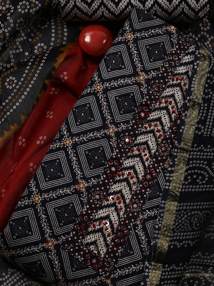 Neck Patti Cotton Blend Unstitched Suit Dupatta