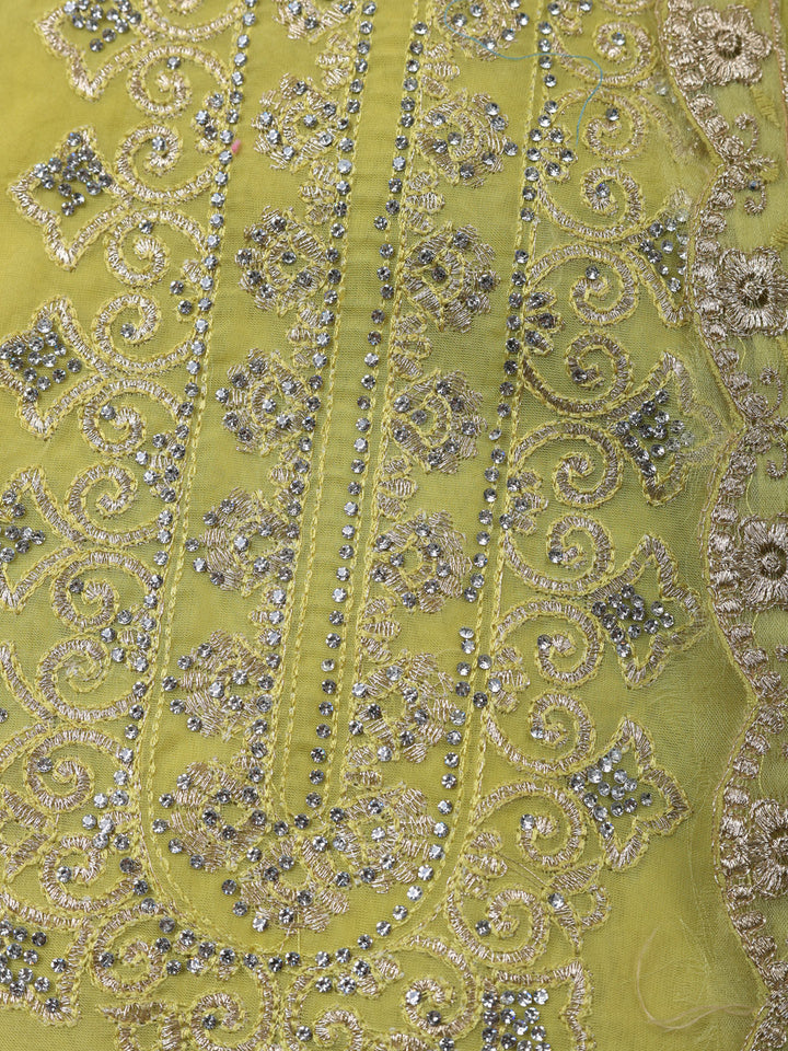 Embroidered Cotton Unstitched Suit With Pant &amp; Dupatta