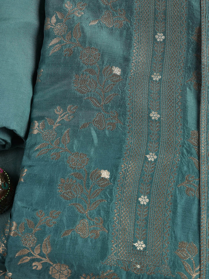 Embroidered Chanderi Unstitched Suit Piece With Dupatta