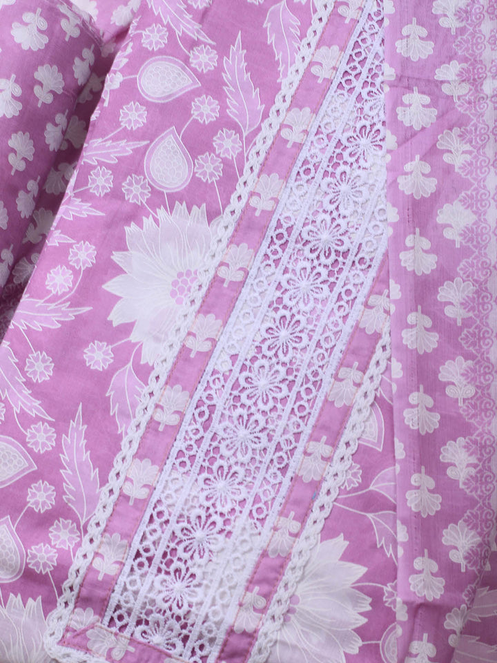 Printed Cotton Blend Unstitched Suit With Dupatta