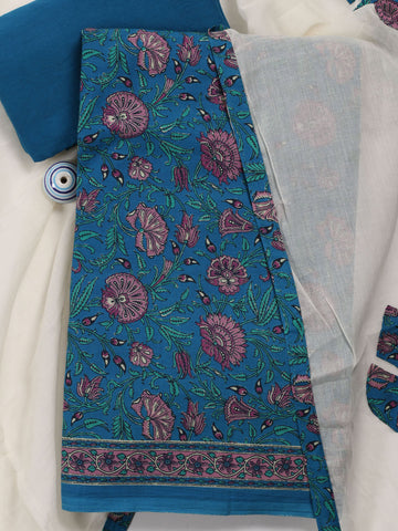 Printed Cotton Unstitched Suit With Dupatta