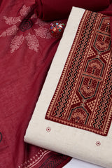 Printed Cotton Blend Unstitched Suit Piece With Dupatta