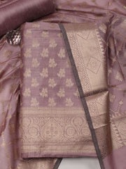 Floral Woven Chanderi Unstitched Suit With Dupatta