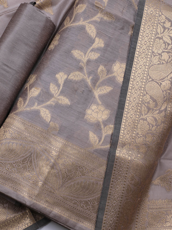 Woven Chanderi Unstitched Suit With Dupatta