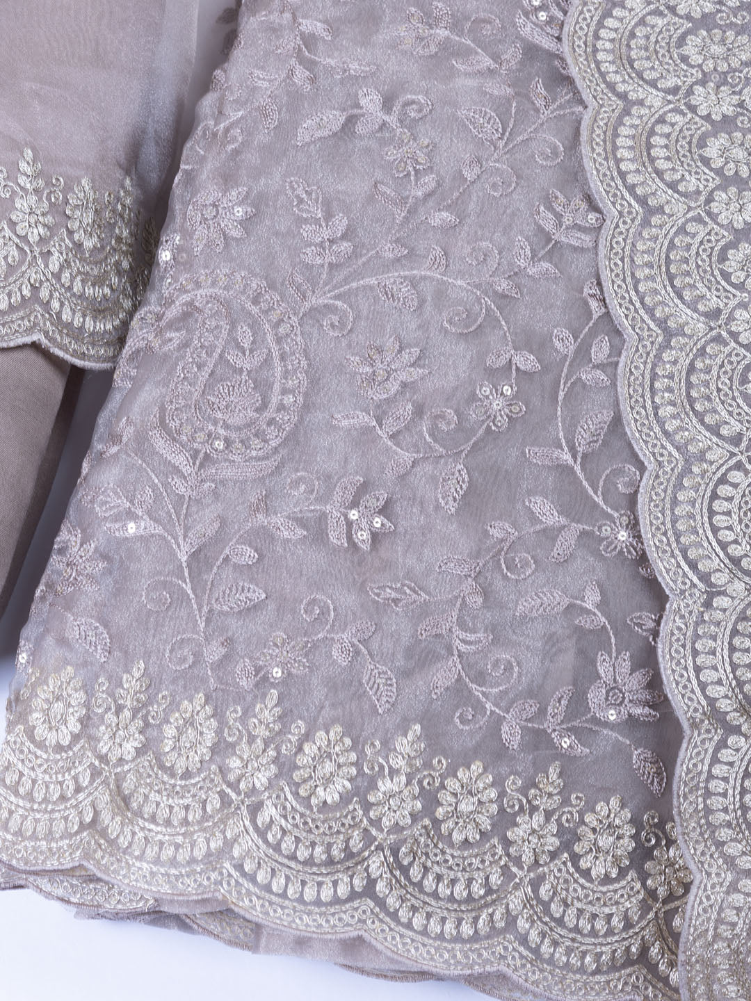 Embroidered Organza Unstitched Suit With Dupatta