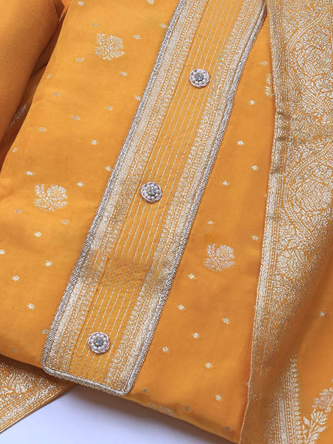 Embroidery Chanderi Unstitched Suit With Dupatta