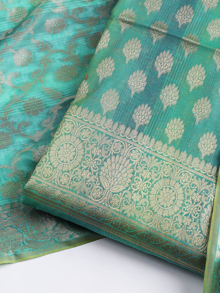 Woven Chanderi Unstitched Suit With Dupatta