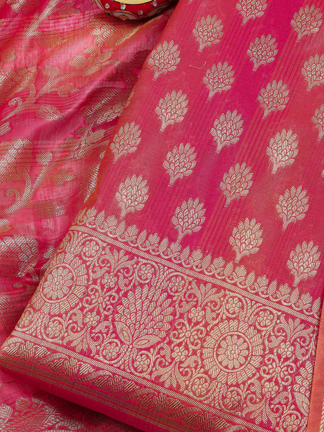 Woven Chanderi Unstitched Suit With Dupatta